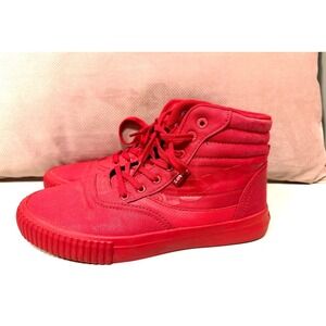 Levi's Red High Top Sneakers Boys US 6 EU 38.5 Monochrome Canvas